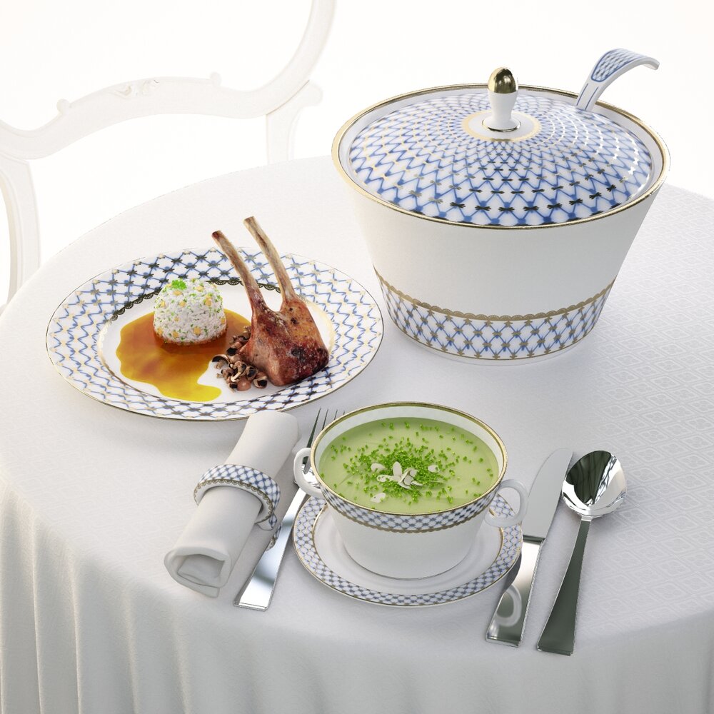 Elegant Dinnerware Set 3D 모델 