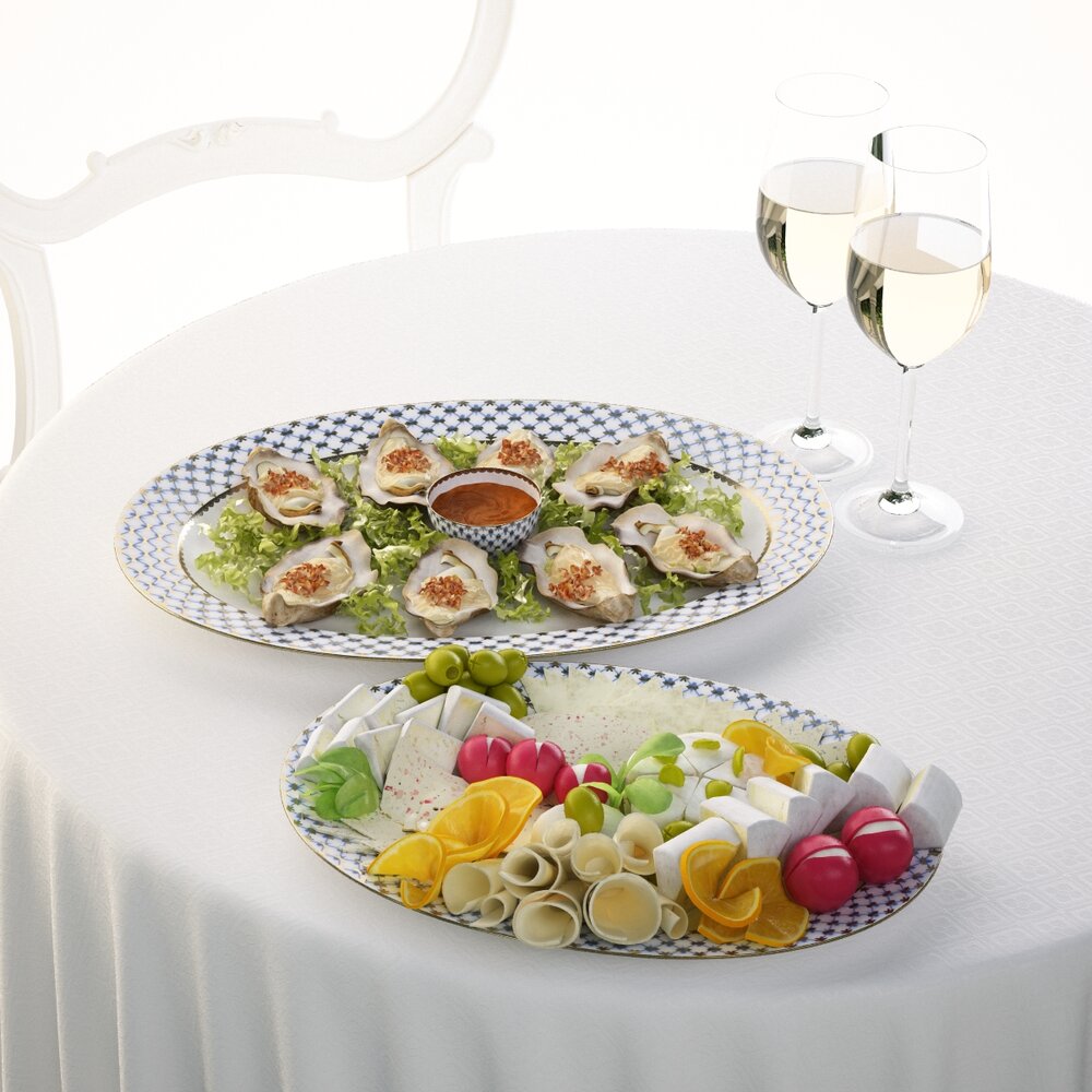 Elegant Appetizer Platter 3D модель