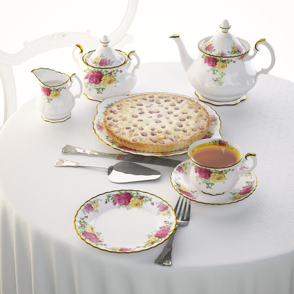 Elegant Afternoon Tea Set 3D 모델 
