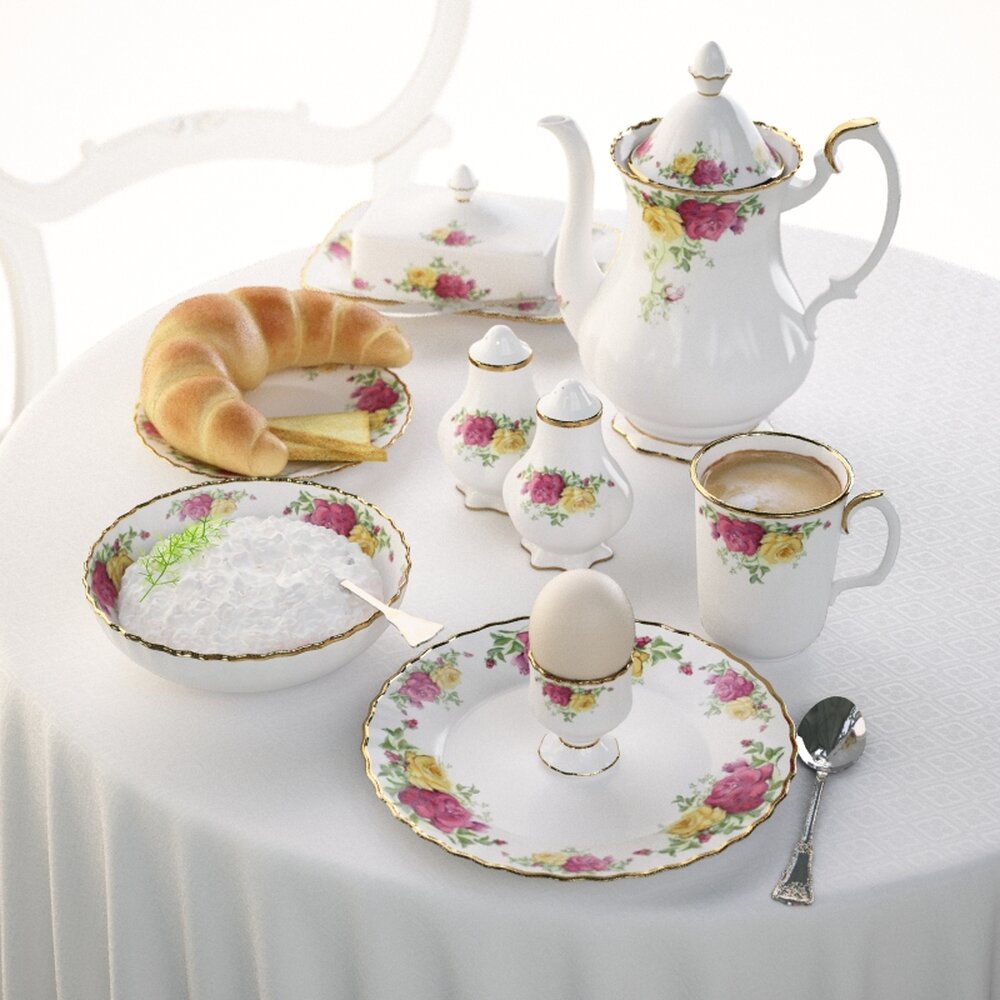Elegant Porcelain Tea Set Modello 3D