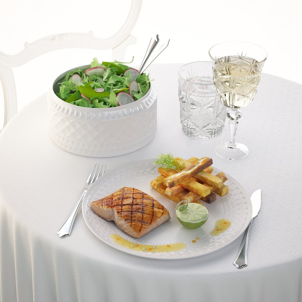 Gourmet Salmon Dinner Modello 3D
