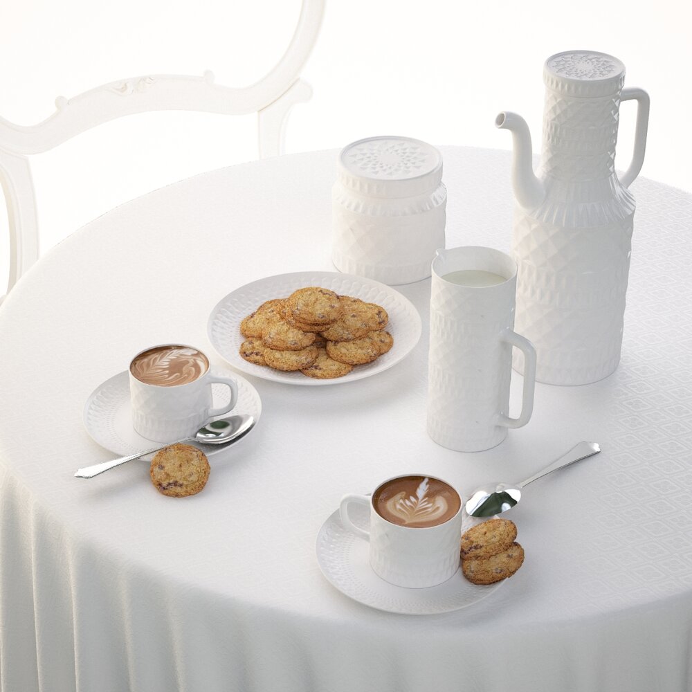 Morning Delight: Cookies and Coffee Set Modelo 3D