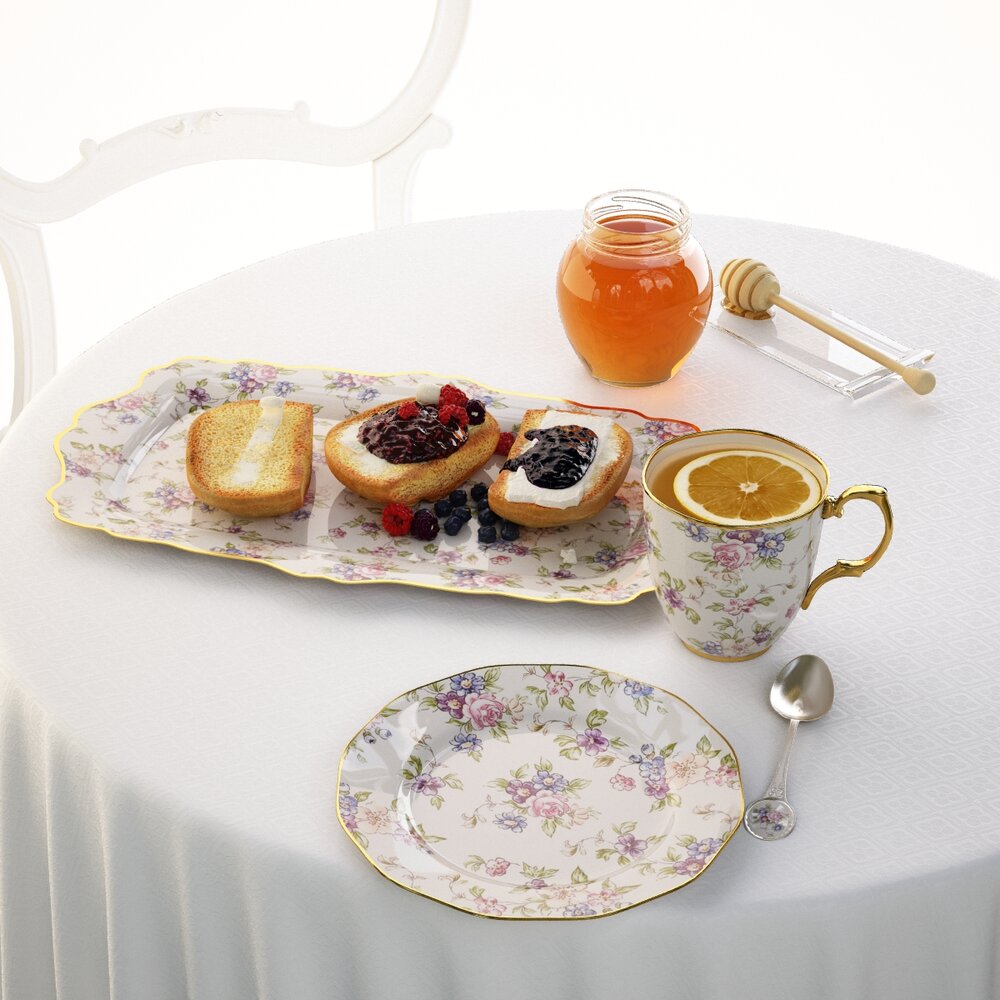 Elegant Breakfast Set 3D model