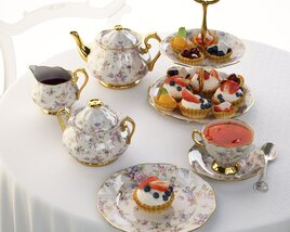 Elegant Afternoon Tea Set 02 3D model