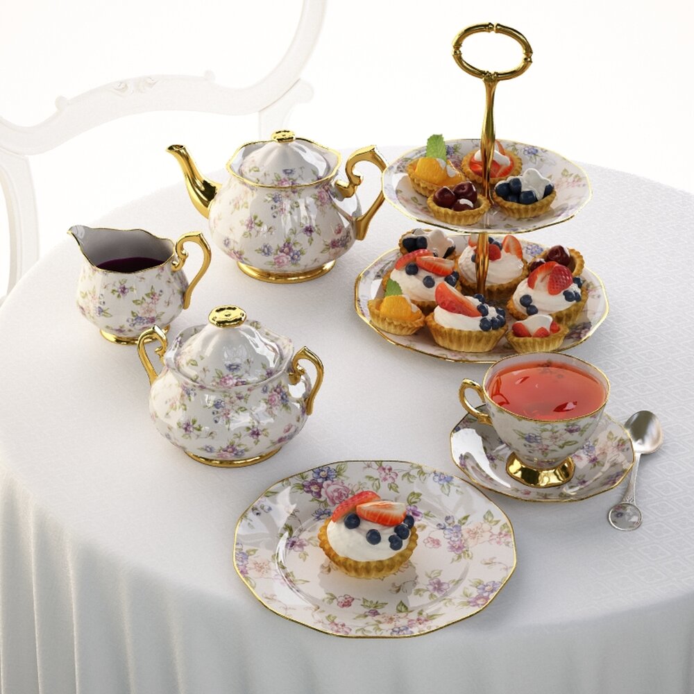 Elegant Afternoon Tea Set 02 3D 모델 