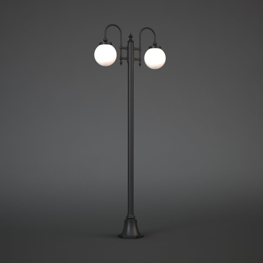Dual Globe Street Lamp 3d model