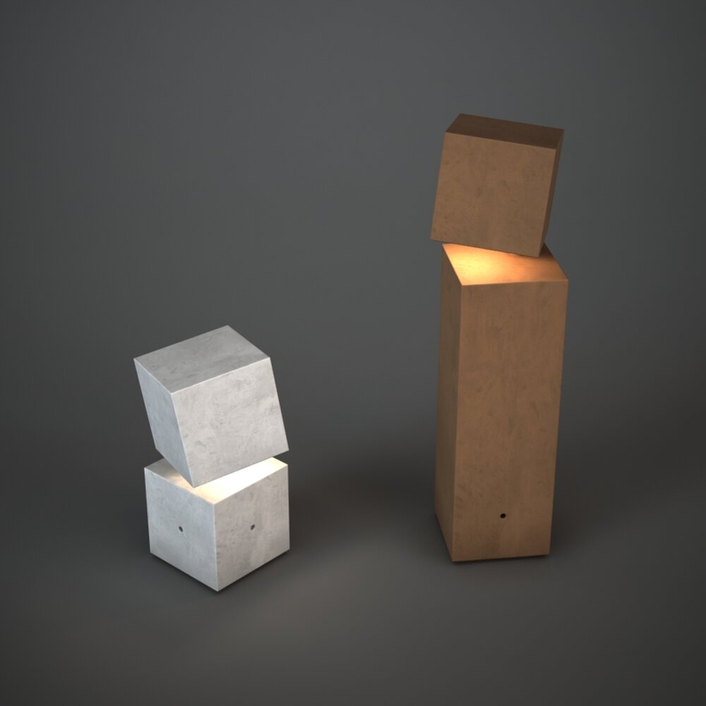 Geometric Outdoor Concrete Lamps 3Dモデル