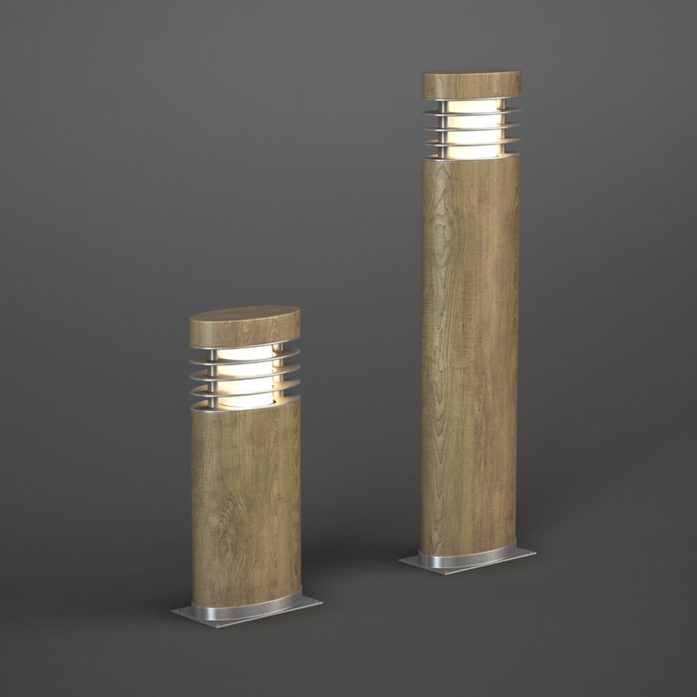 Modern Wooden Outdoor Lamps 3D model