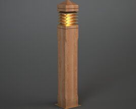 Wooden  Outdoor Pedestal Lamp 3D-Modell