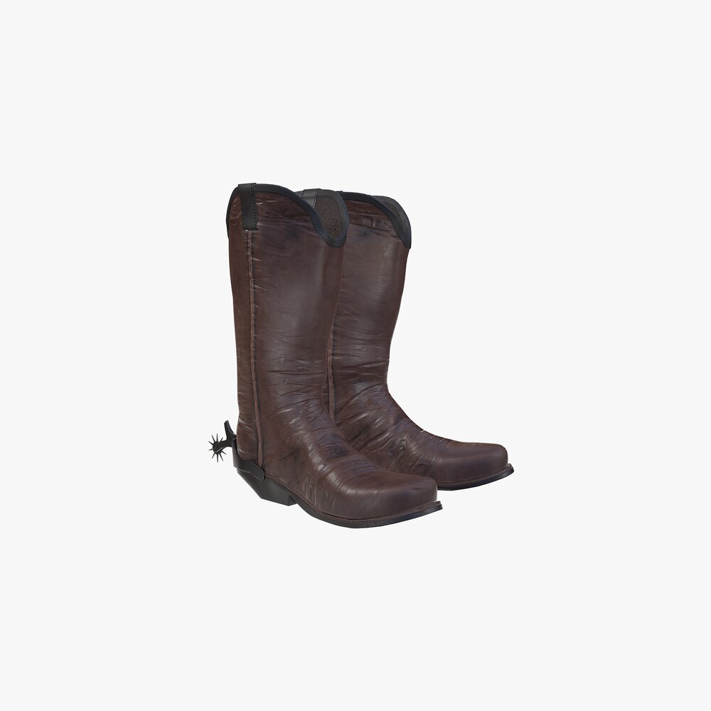 Leather Cowboy Boots 3D модель
