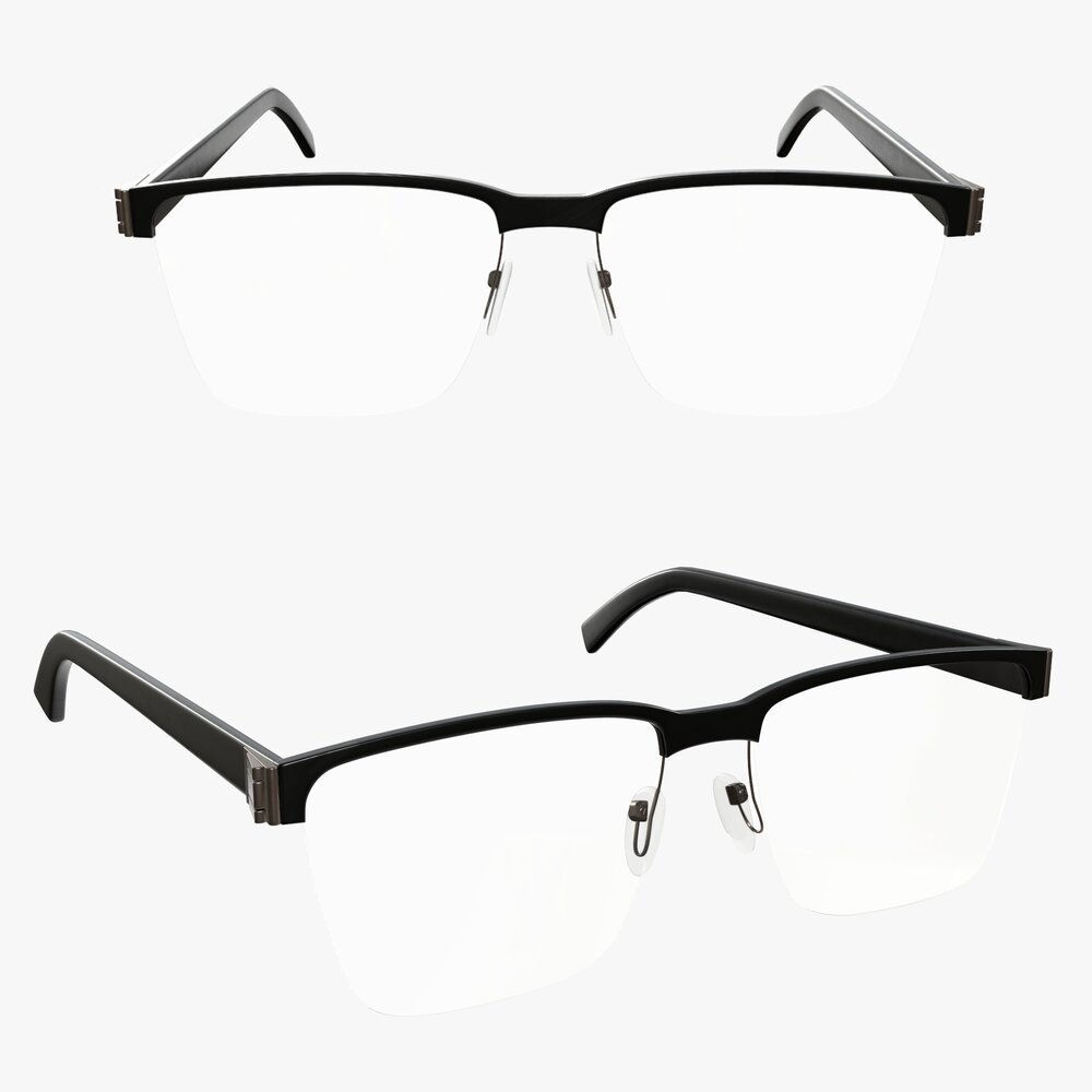 Black Frame Glasses 3D model