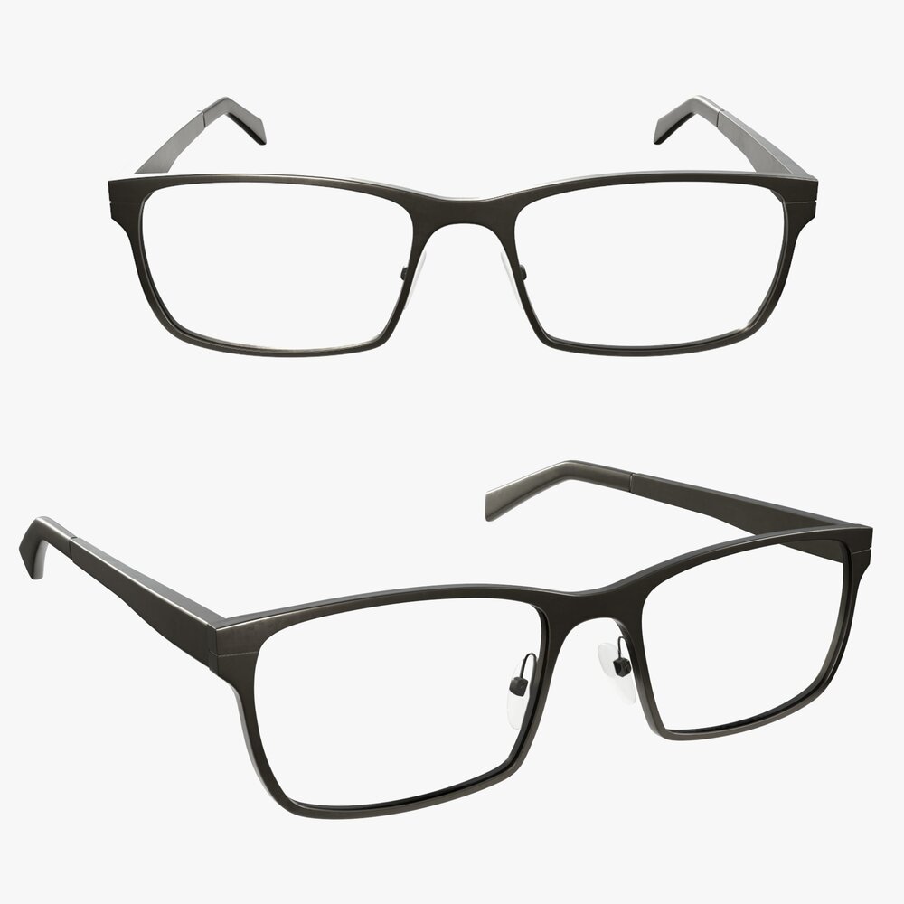 Modern Glasses with Black Frame 3Dモデル