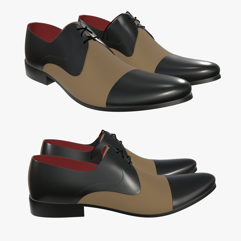 Tricolor Mens Classic Shoes 3D model