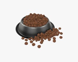 Dog Food Bowl With Spilled Food 3D-Modell