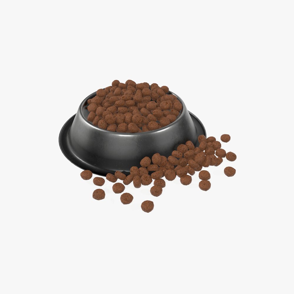 Dog Food Bowl With Spilled Food 3D model