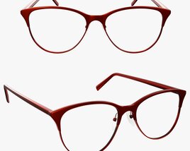 Glasses with Thin Red Frames 3D model