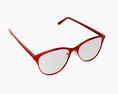 Glasses with Thin Red Frames Modello 3D
