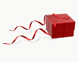 Gift Box With Red Bow Ribbon 3D model