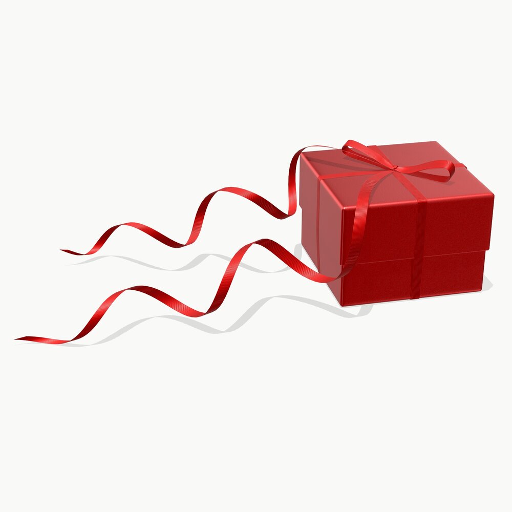 Gift Box With Red Bow Ribbon 3Dモデル