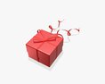 Gift Box With Red Bow Ribbon 3D 모델 