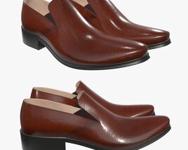 Brown Leather Mens Classic Shoes Modèle 3D