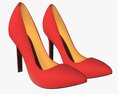Female Red High Heels Footwear 3D 모델 