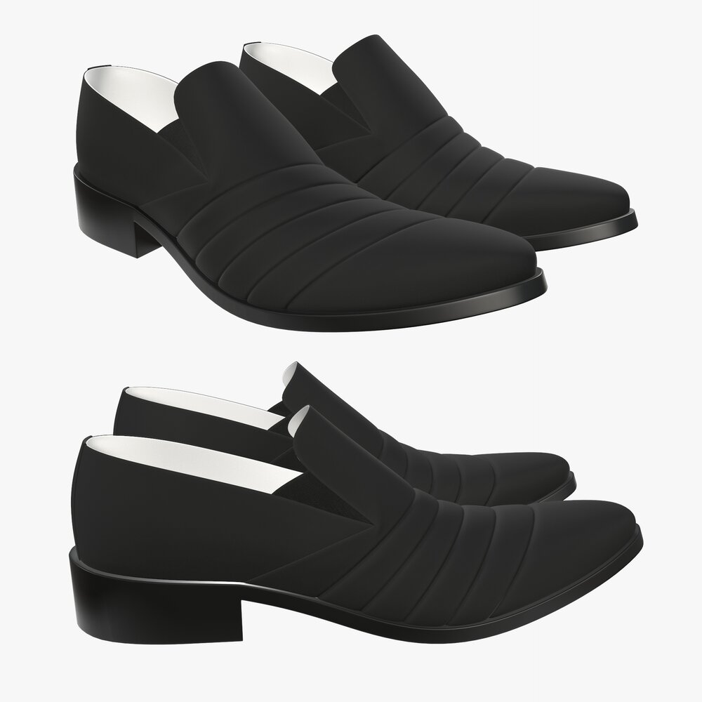 Soft Black Mens Classic Shoes 3D модель
