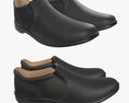 Black Leather Mens Classic Shoes 3D модель