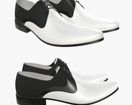 Black and White Leather Mens Classic Shoes Modèle 3D
