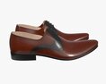 Brown and Black Leather Mens Classic Shoes 3D модель