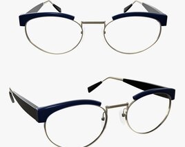 Glasses with Blue Frames 3D model