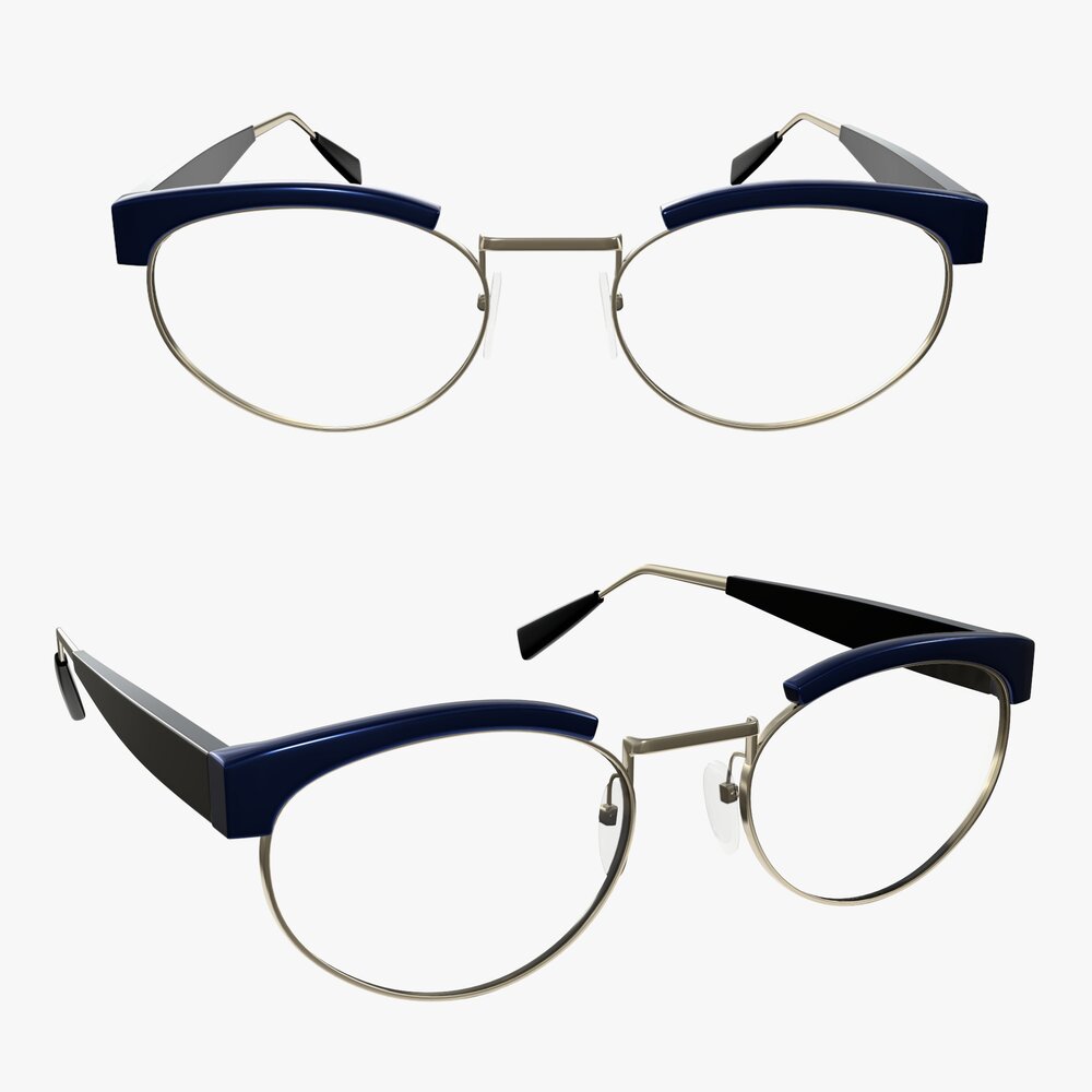 Glasses with Blue Frames 3D model