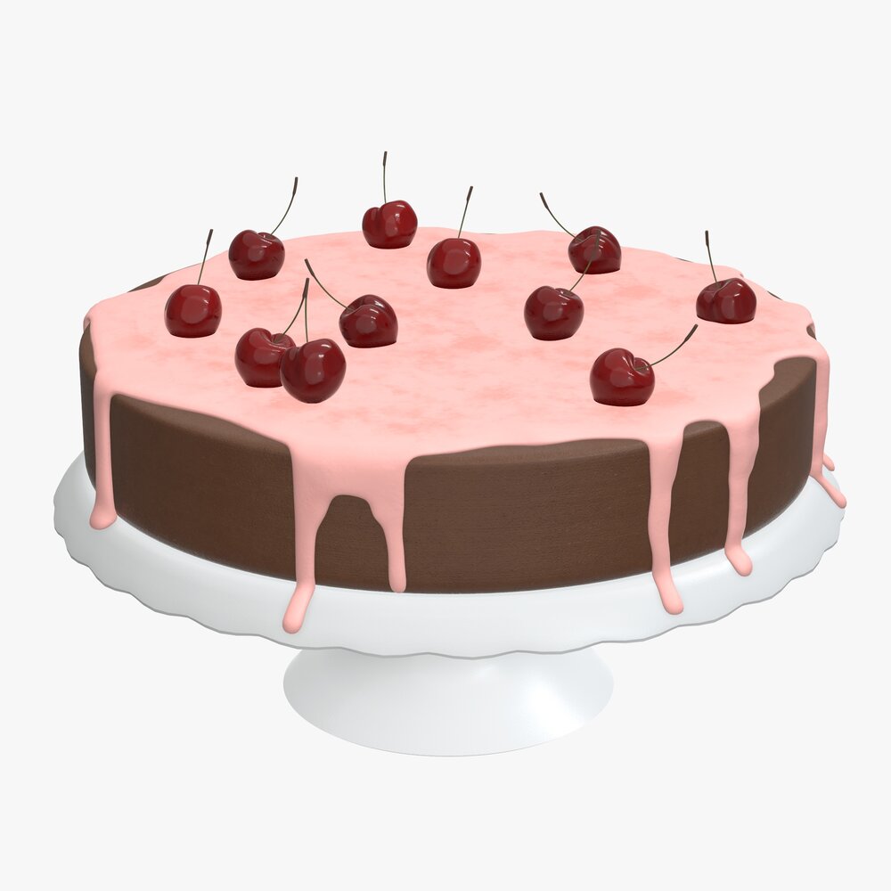 Cake With Cherry Top 3D model