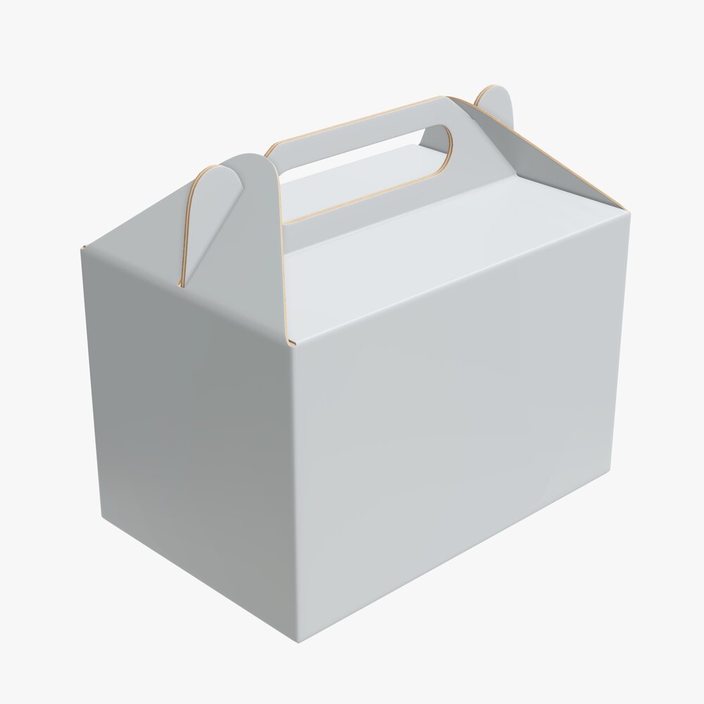 Gable Box Cardboard Food Packaging White 3D model