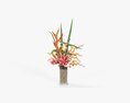Lily Bouquet With Cherry Branch And Tall Grass 3D-Modell