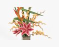 Lily Bouquet With Cherry Branch And Tall Grass 3Dモデル