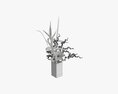 Lily Bouquet With Cherry Branch And Tall Grass 3D-Modell