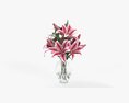 Lily Bouquet With Glass Vase 3Dモデル