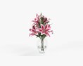 Lily Bouquet With Glass Vase 3D модель