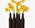 Narcissus Flower In Beer Bottle Vase Modelo 3d