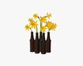 Narcissus Flower In Beer Bottle Vase 3D модель