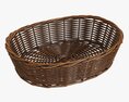 Oval Wicker Basket Dark Brown 3D 모델 