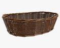 Oval Wicker Basket Dark Brown 3D модель