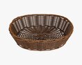 Oval Wicker Basket Dark Brown 3D модель