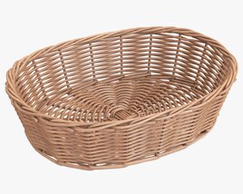 Oval Wicker Basket Light Brown 3D model