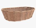 Oval Wicker Basket Light Brown 3d model