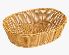 Oval Wicker Basket Medium Brown 3D model