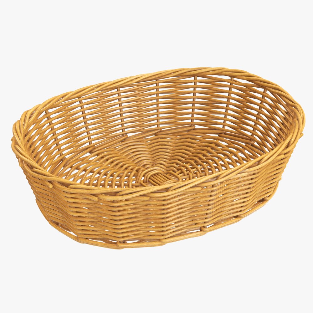 Oval Wicker Basket Medium Brown Modelo 3D