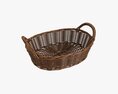 Oval Wicker Basket With Handles Dark Brown 3D模型