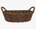 Oval Wicker Basket With Handles Dark Brown 3D模型